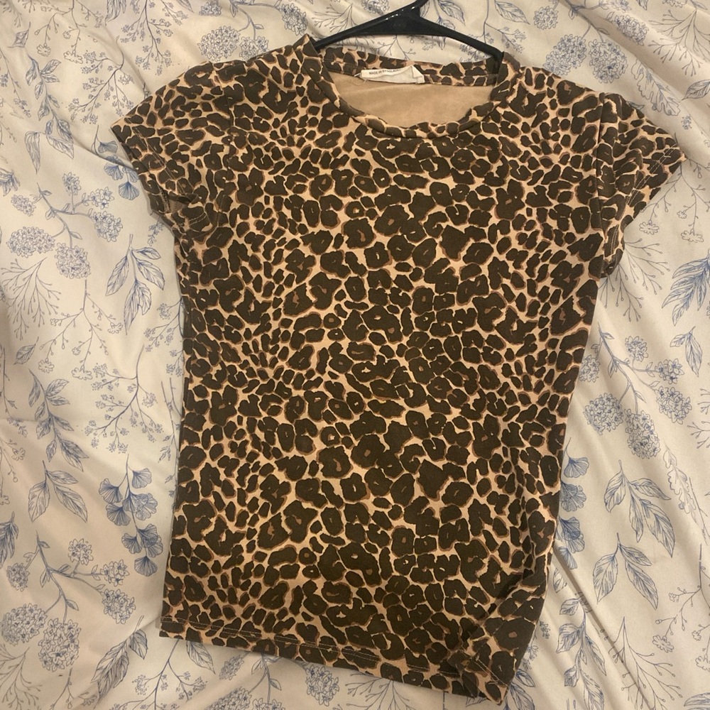 Cotton On Brown Leopard Print Short Sleeve Tee